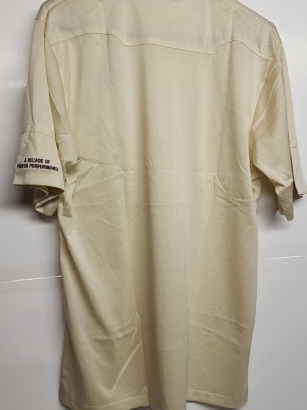 Sahara Cream Short-Sleeve Western Embroidered Polo Shirt w/pockets Sz M - Picture 3 of 10